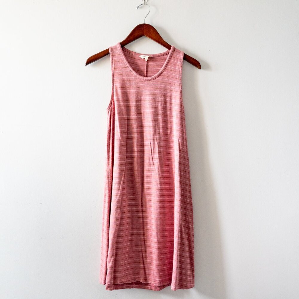 Madewell Pink Striped Sleeveless A-Line Dress
